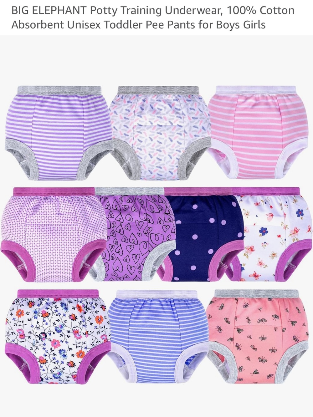 Purple & Pink Toddler Potty Training Underwear - 10 Pack